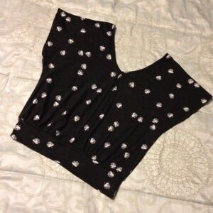 𝅺WEAVERS Double V-neck abstract feather top size S
